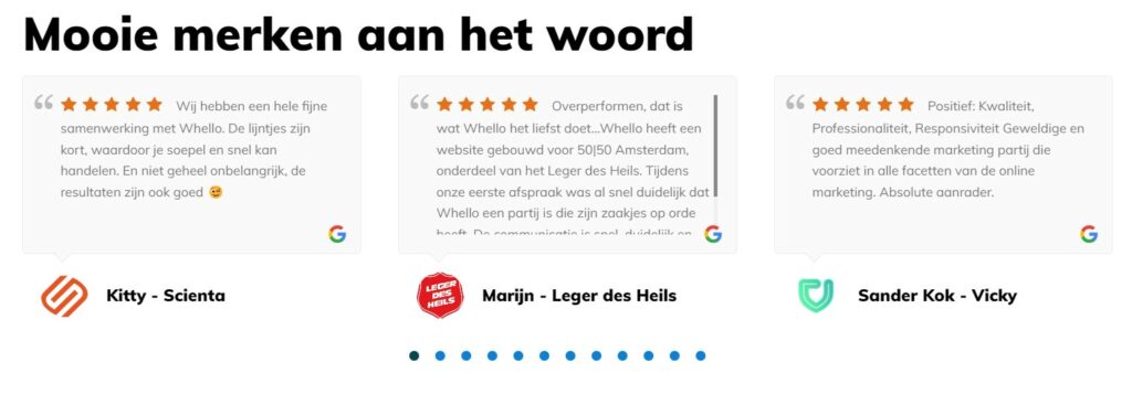 User generated content van Whello in de vorm van reviews