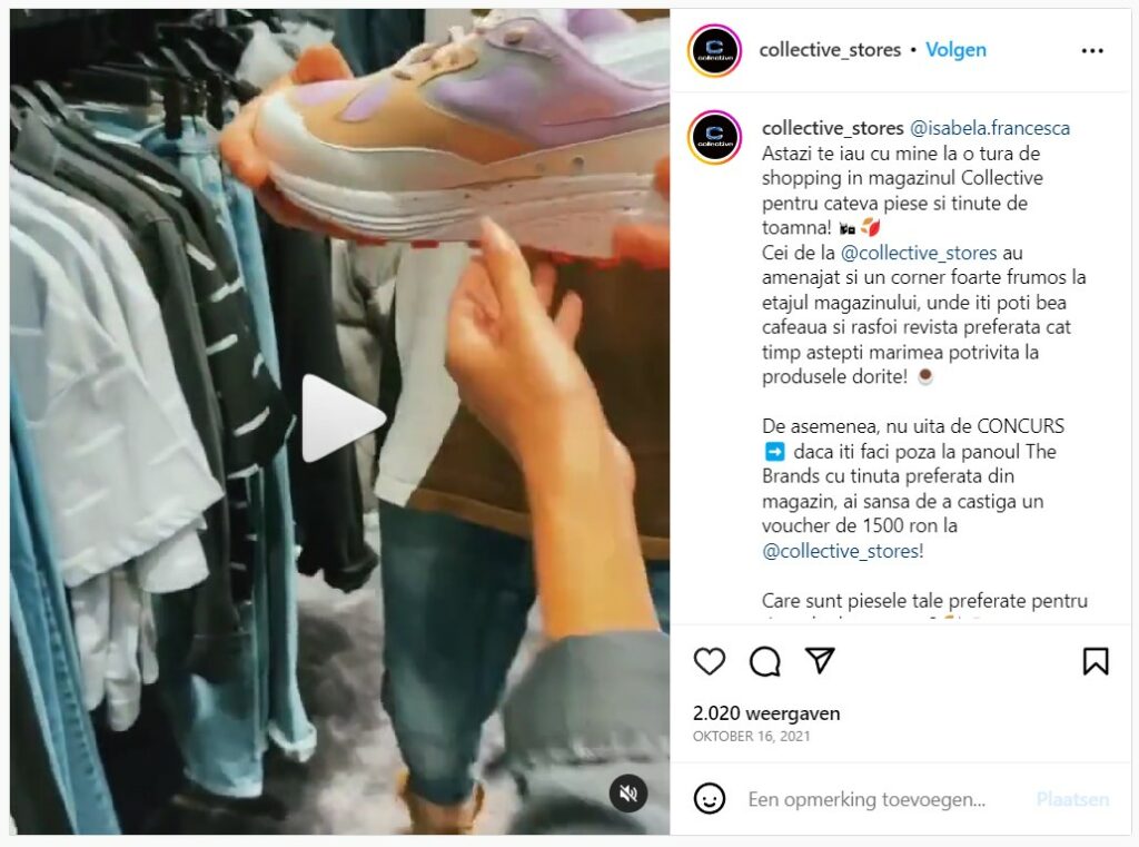 Voorbeeld user generated content in de vorm van een video op Instagram